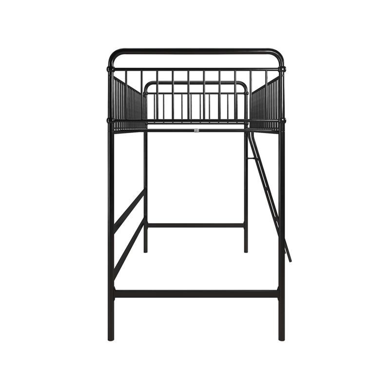 Max & Finn Karcey Twin Metal Loft Bed in Black
