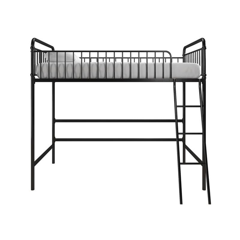 Max & Finn Karcey Twin Metal Loft Bed in Black