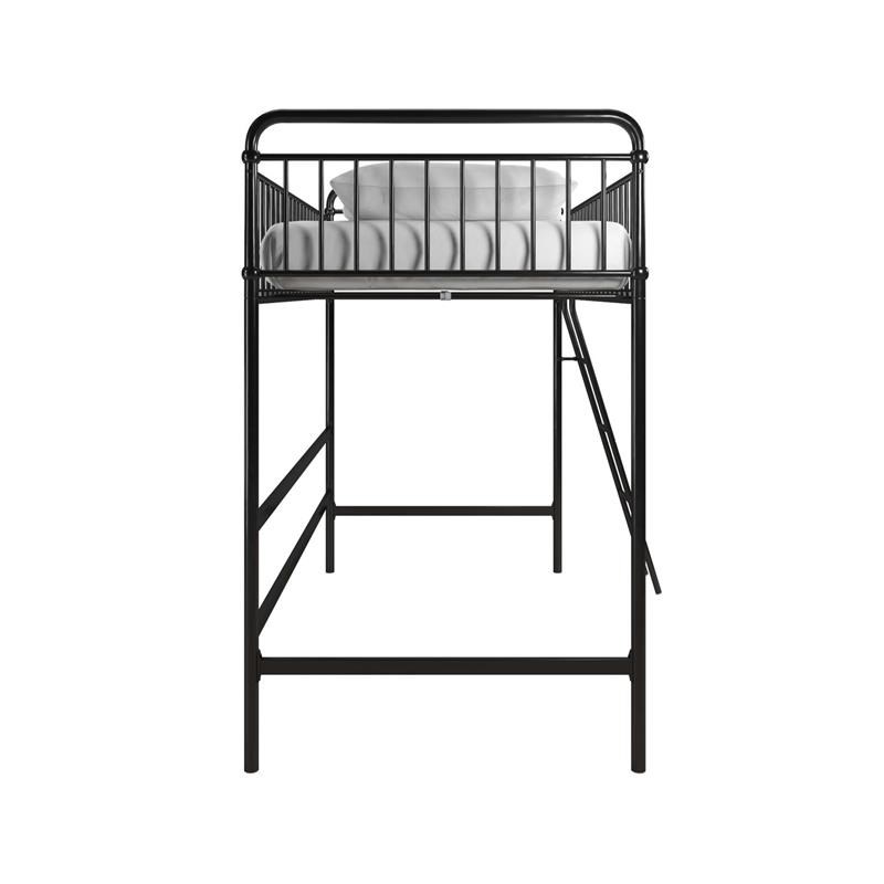 Max & Finn Karcey Twin Metal Loft Bed in Black