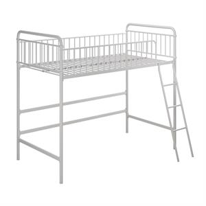 Max & Finn Karcey Twin Metal Loft Bed in White