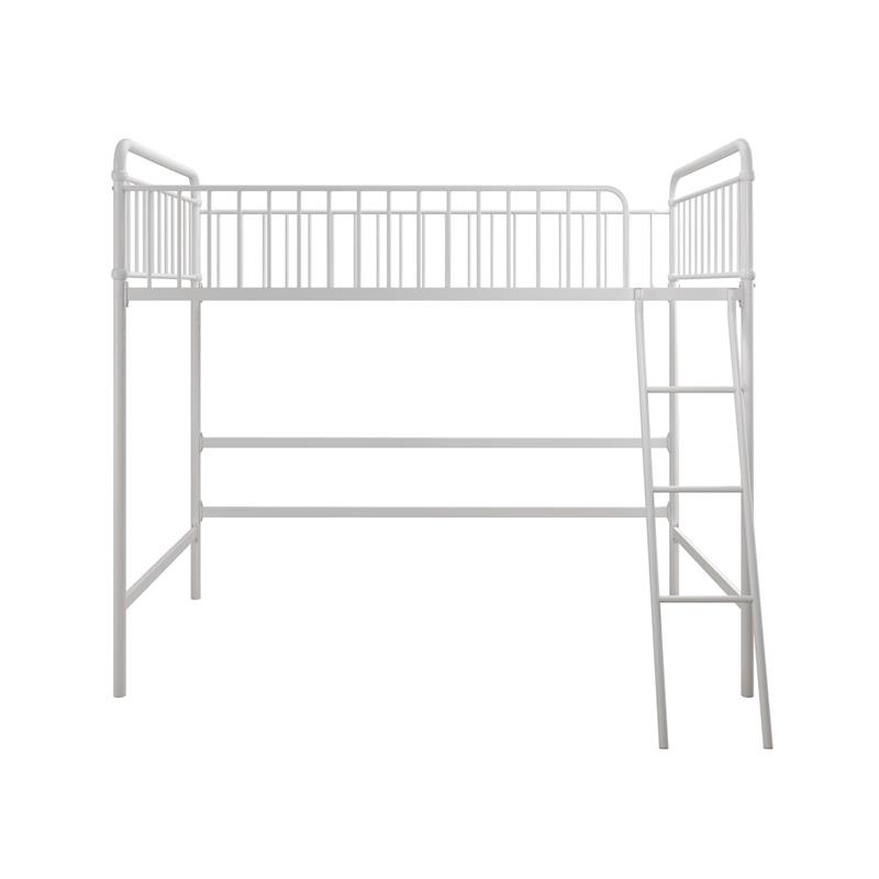 Max & Finn Karcey Twin Metal Loft Bed in White