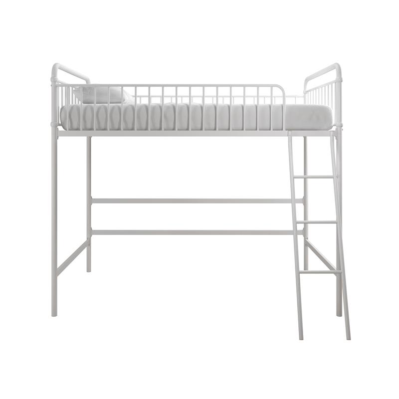 Max & Finn Karcey Twin Metal Loft Bed in White