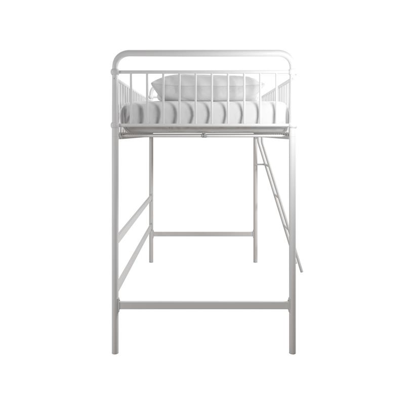 Max & Finn Karcey Twin Metal Loft Bed in White