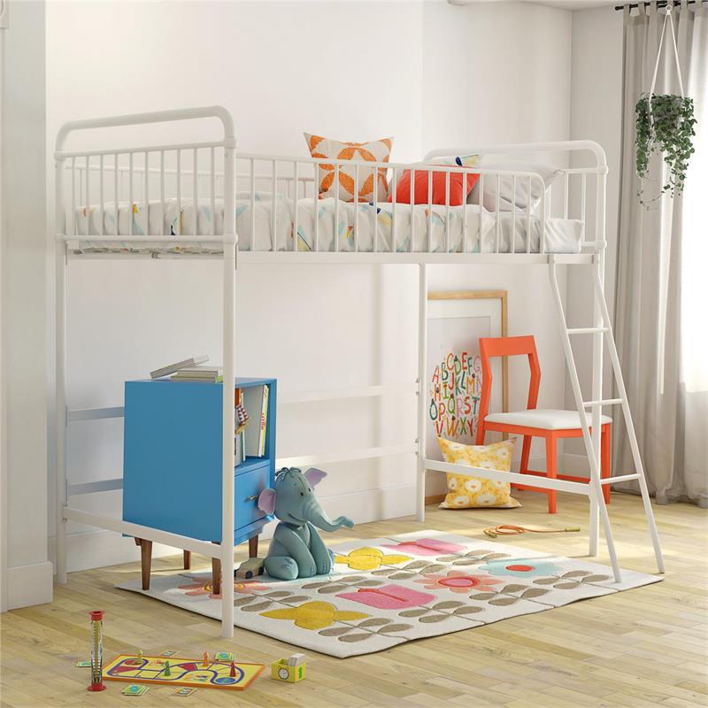 Max & Finn Karcey Twin Metal Loft Bed in White