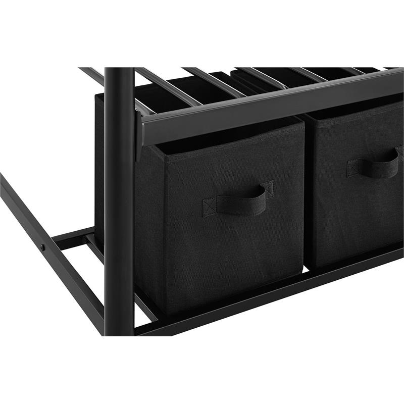 DHP Bonnie Twin/Twin Bunk Bed with Storage Bins in Black