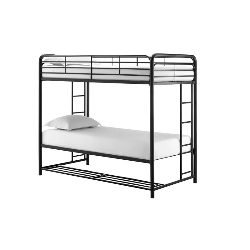 DHP Bonnie Twin/Twin Bunk Bed with Storage Bins in Black