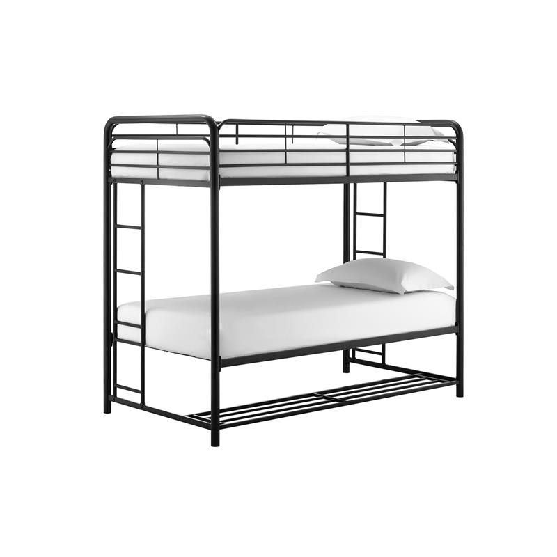 DHP Bonnie Twin/Twin Bunk Bed with Storage Bins in Black