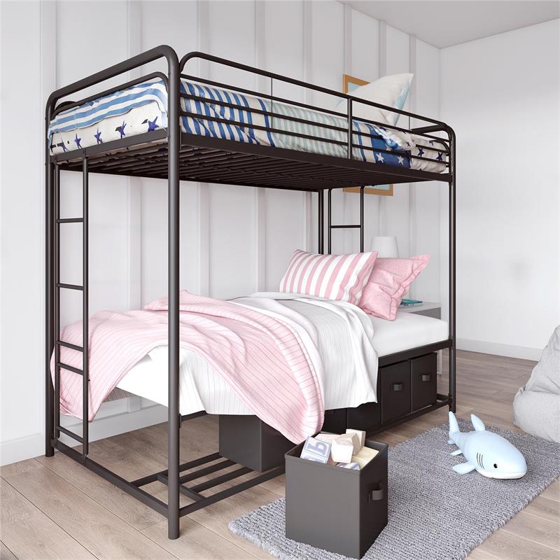 DHP Bonnie Twin/Twin Bunk Bed with Storage Bins in Black