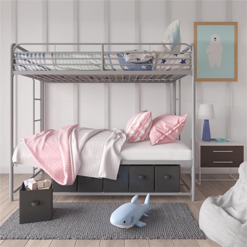 DHP Bonnie Twin/Twin Bunk Bed with Storage Bins in Black