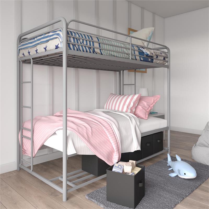 DHP Bonnie Twin/Twin Bunk Bed with Storage Bins in Black