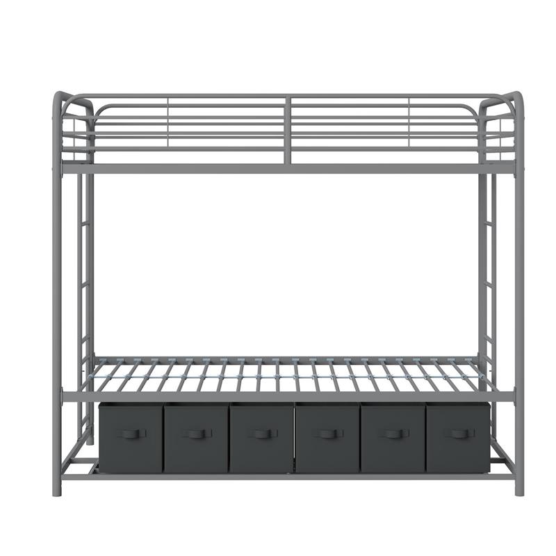 DHP Bonnie Twin/Twin Bunk Bed with Storage Bins in Black