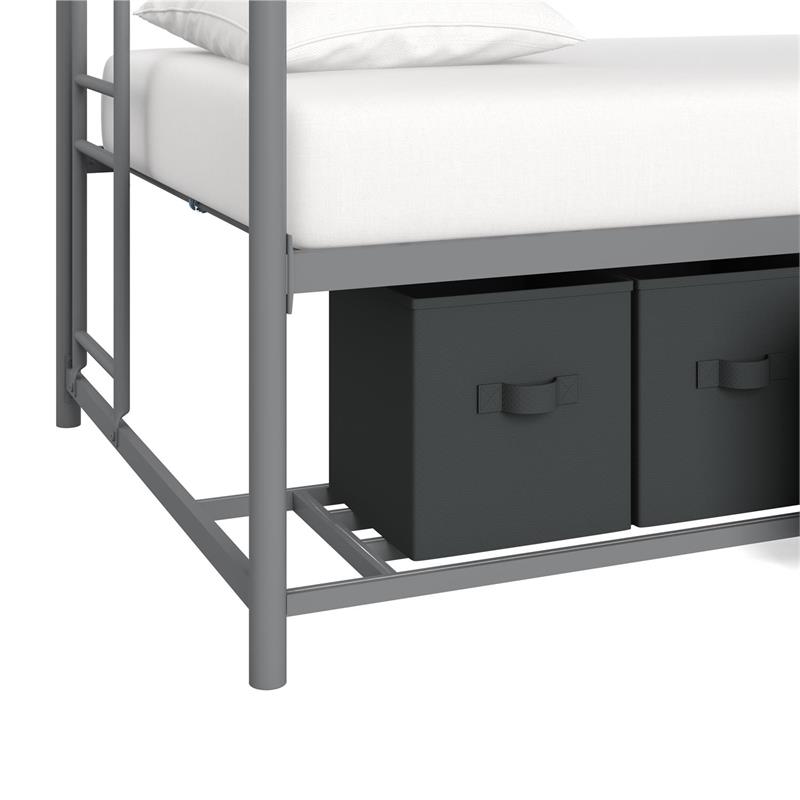 DHP Bonnie Twin/Twin Bunk Bed with Storage Bins in Black