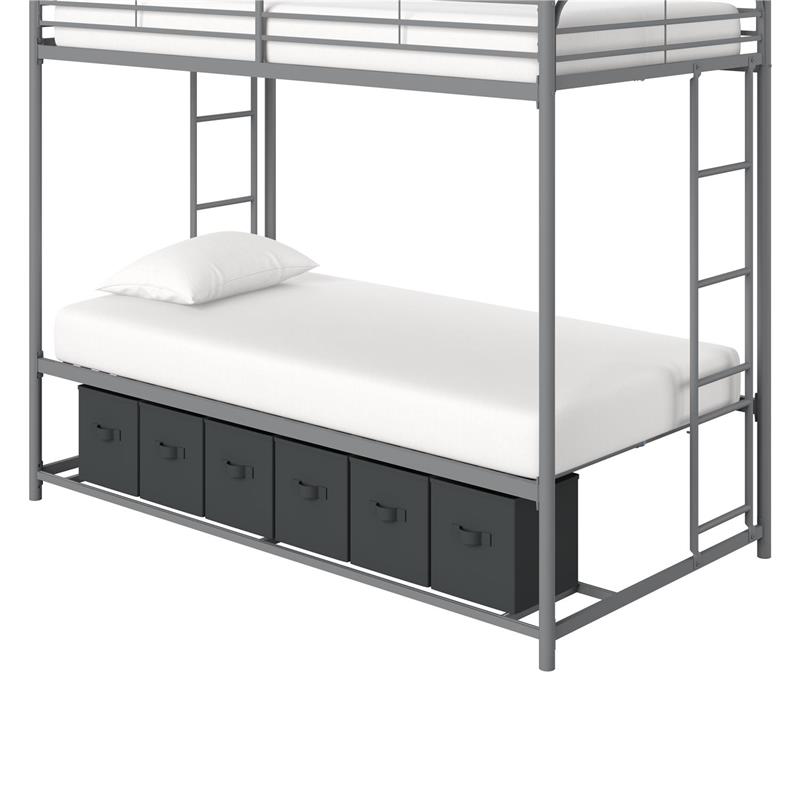 DHP Bonnie Twin/Twin Bunk Bed with Storage Bins in Black