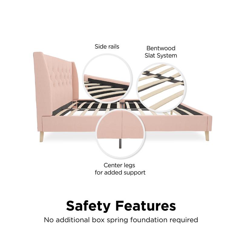 Novogratz Her Majesty Bed Queen in Pink Linen