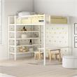 DHP Metal Storage Loft Bed with Bookcase Twin in White
