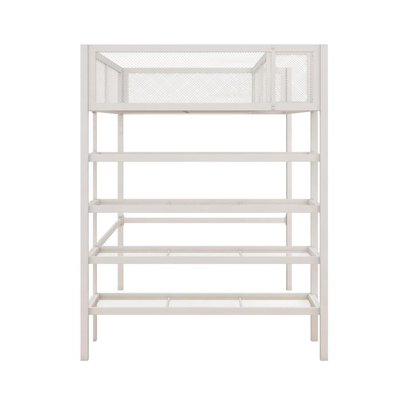 DHP Metal Storage Loft Bed with Bookcase Twin in White