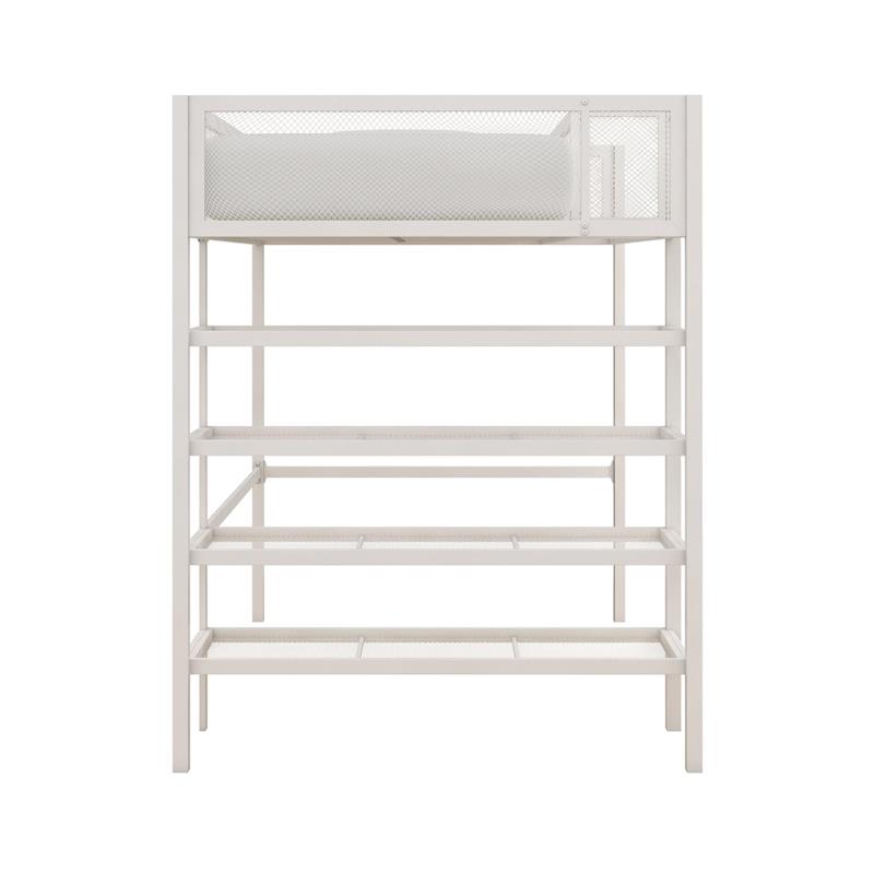 DHP Metal Storage Loft Bed with Bookcase Twin in White