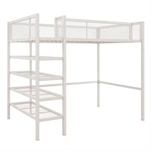 dhp metal storage loft bed with bookcase twin in white