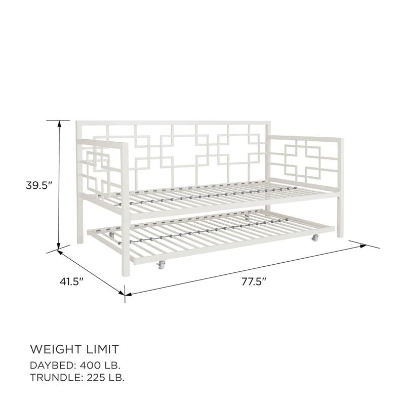 DHP Gail Twin Daybed with Trundle in White Metal