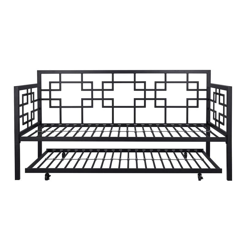 DHP Gail Twin Daybed with Trundle in Black Metal