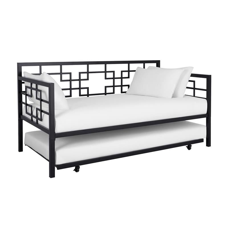 DHP Gail Twin Daybed with Trundle in Black Metal