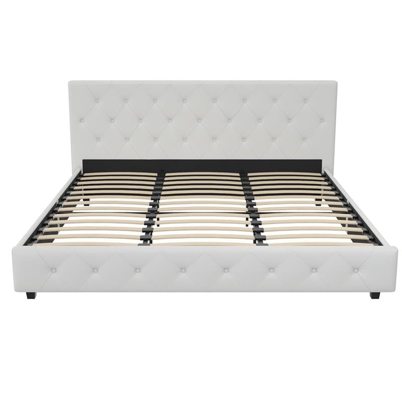 DHP Dean Upholstered Bed King In White Faux Leather | Cymax Business