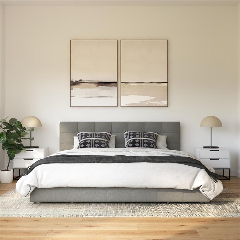 DHP Ryan Grey Linen Upholstered Bed with Storage in King Cymax Business