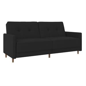 dhp andora coil futon split-back lounger in black linen
