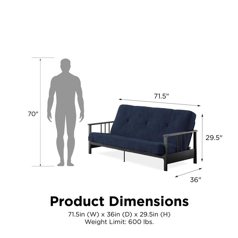 DHP Tallie Full Metal Arm Futon with 6