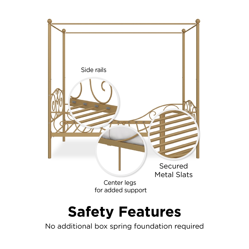 DHP Capri Twin Metal Bed in Gold