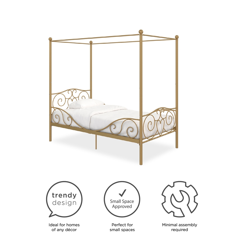 DHP Capri Twin Metal Bed in Gold