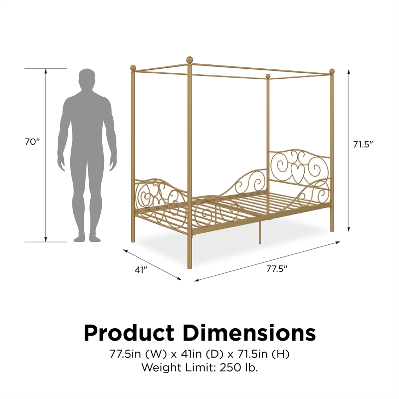 DHP Capri Twin Metal Bed in Gold