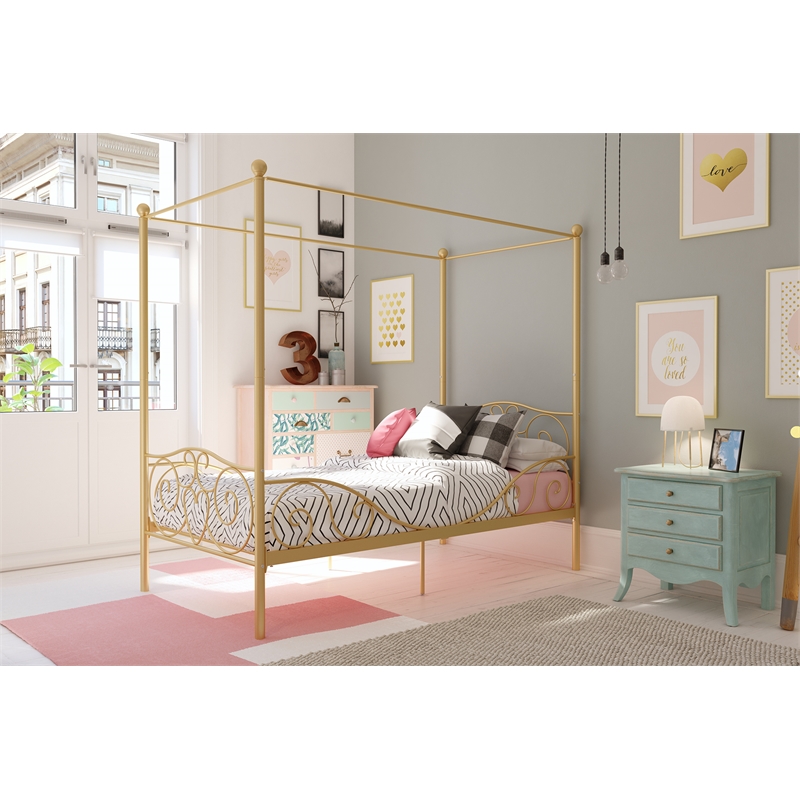 DHP Capri Twin Metal Bed in Gold