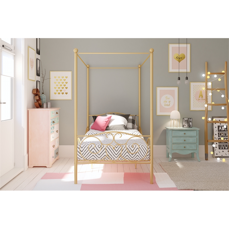 DHP Capri Twin Metal Bed in Gold