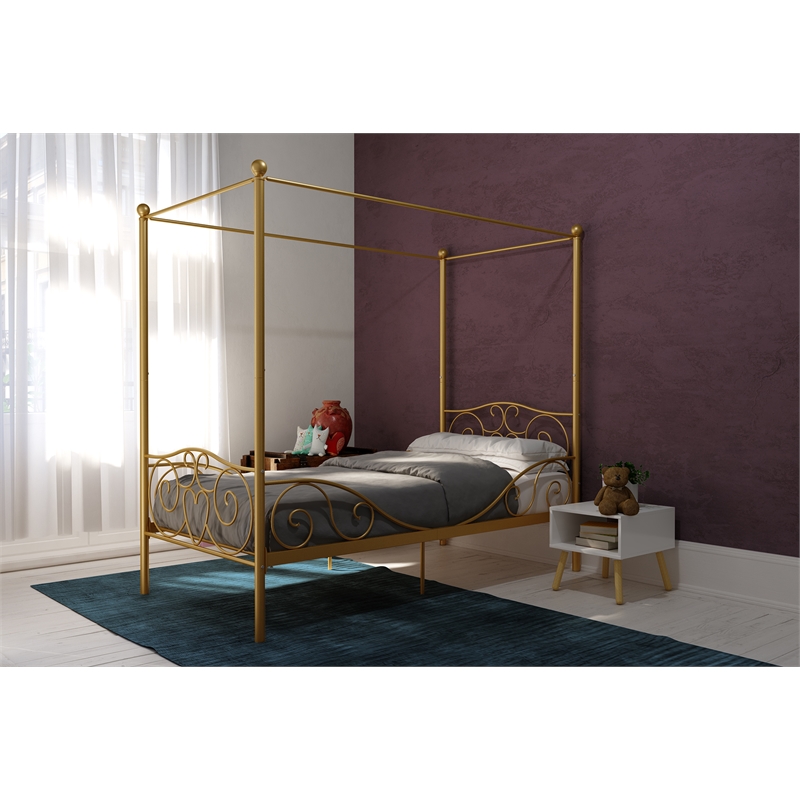 DHP Capri Twin Metal Bed in Gold