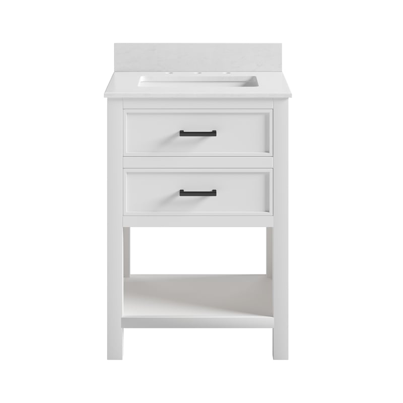 DHP Missouri 24 Inch Bathroom Vanity with Modern Carrera Countertop in White