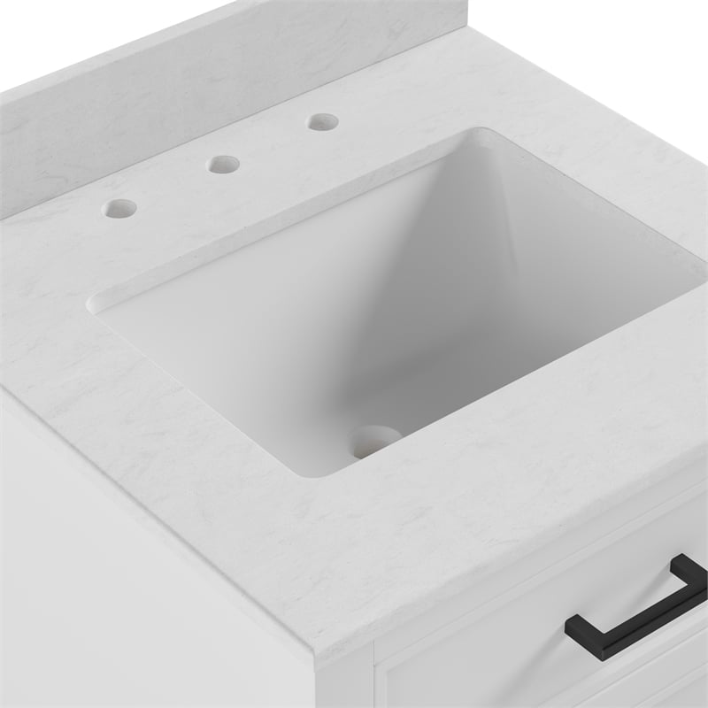 DHP Missouri 24 Inch Bathroom Vanity with Modern Carrera Countertop in White