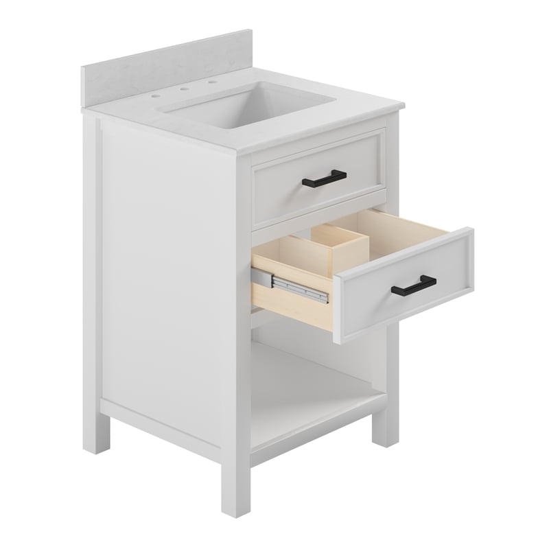 DHP Missouri 24 Inch Bathroom Vanity with Modern Carrera Countertop in White