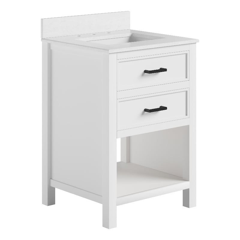 DHP Missouri 24 Inch Bathroom Vanity with Modern Carrera Countertop in White
