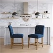 DHP Jane Parsons Upholstered Counter Stool with Tufting in Navy Blue Linen