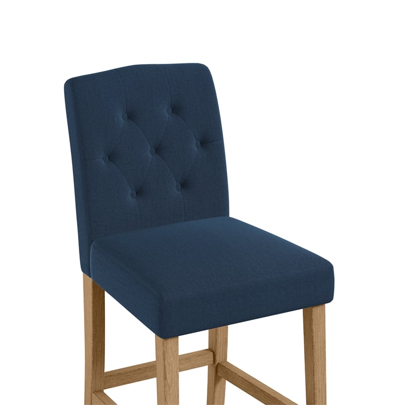 DHP Jane Parsons Upholstered Counter Stool with Tufting in Navy Blue Linen