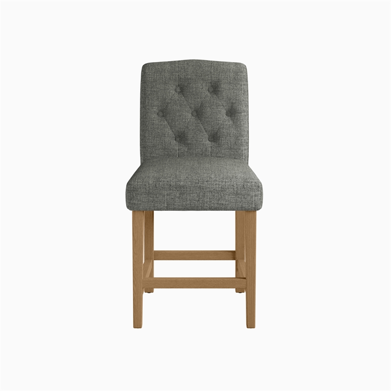 DHP Jane Parsons Upholstered Counter Stool with Tufting in Dark Gray Linen