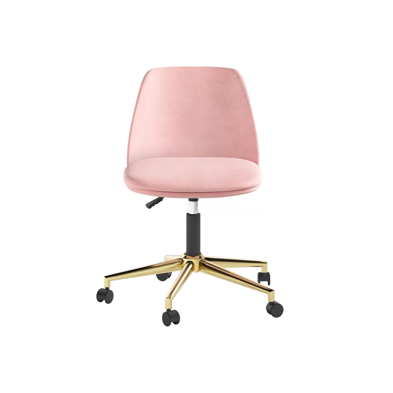 DHP Maryel Pillowtop Office Task Chair in Light Pink Velvet/Gold Base