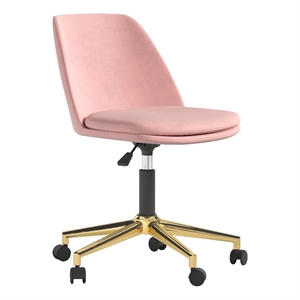 dhp maryel pillowtop office task chair in light pink velvet/gold base