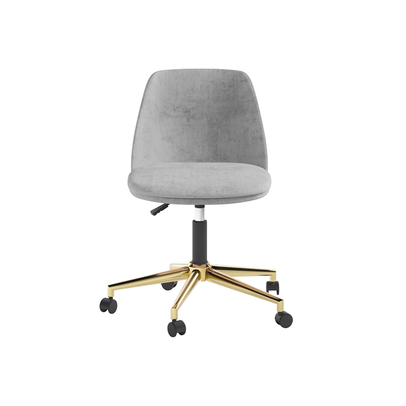 DHP Maryel Pillowtop Office Task Chair in Light Gray Velvet/Gold Base