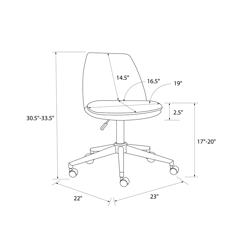 DHP Maryel Pillowtop Office Task Chair in Light Gray Velvet/Gold Base