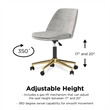 DHP Maryel Pillowtop Office Task Chair in Light Gray Velvet/Gold Base