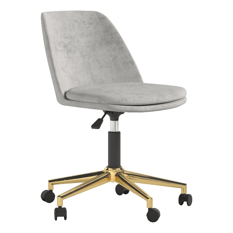 DHP Maryel Pillowtop Office Task Chair in Light Gray Velvet/Gold Base