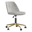DHP Maryel Pillowtop Office Task Chair in Light Gray Velvet/Gold Base