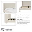 Novogratz Holly Upholstered Wingback Bed Frame in Queen in Ivory Velvet